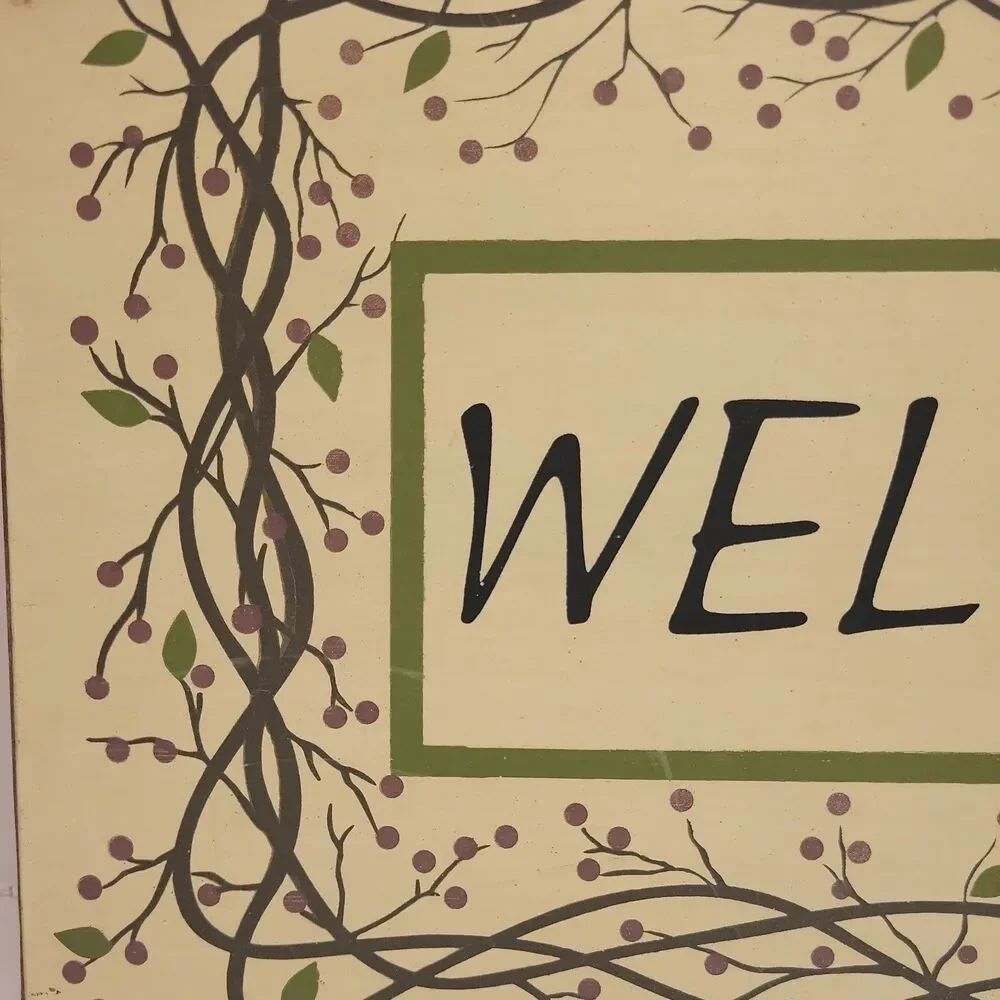 Wooden Hand Painted Decorative Hanging Welcome Sign Country Farmhouse Primitive